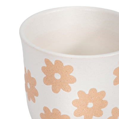 6" Flower Power Planter, White/tan - Al Rugaib Furniture