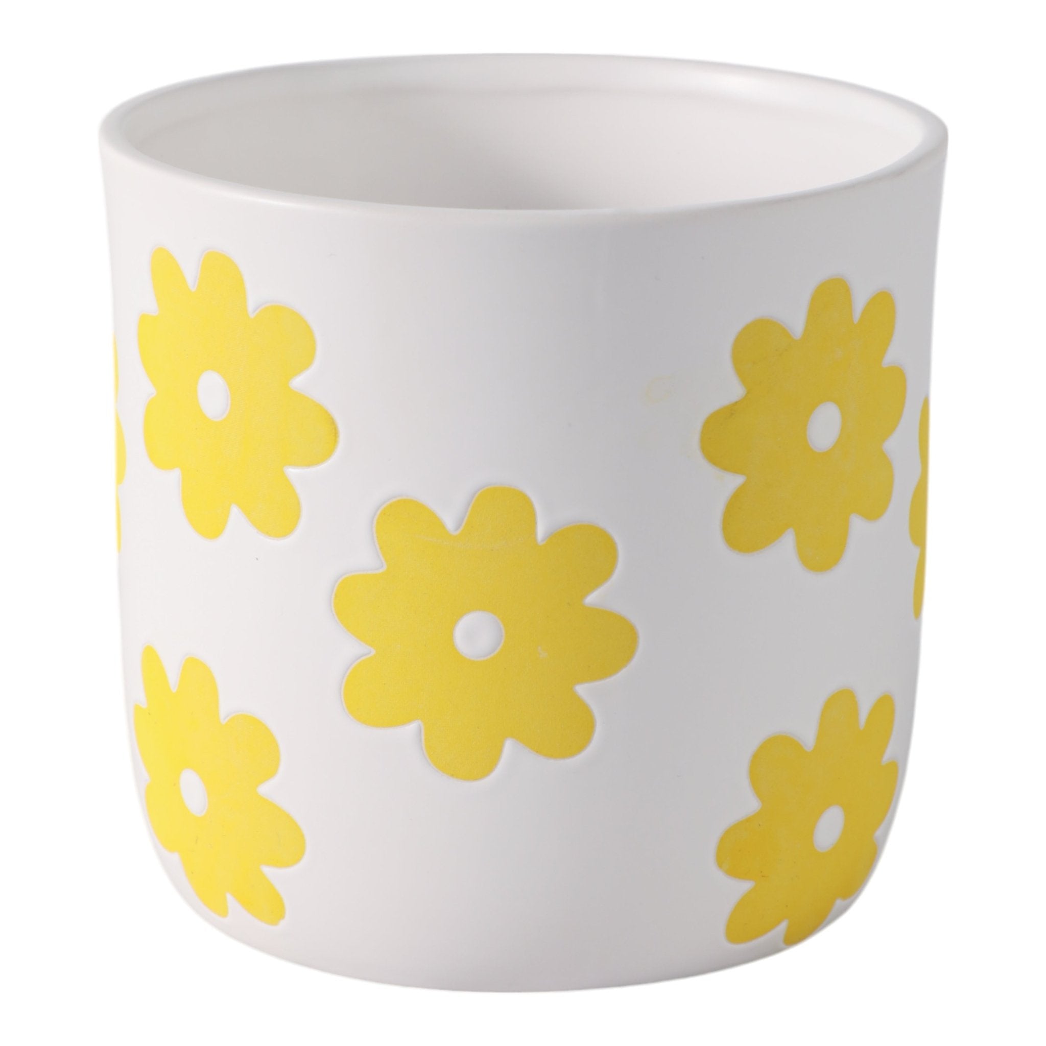 6" Flower Power Planter, White/yellow Planter| Sagebrook Home