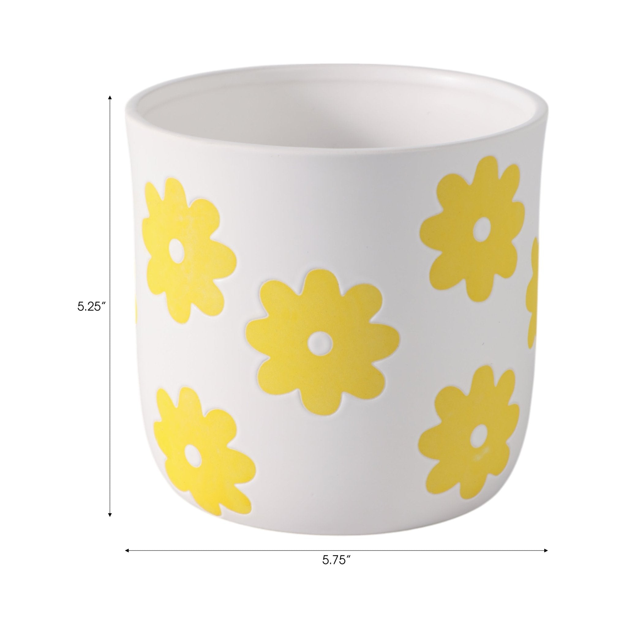 6" Flower Power Planter, White/yellow Planter| Sagebrook Home