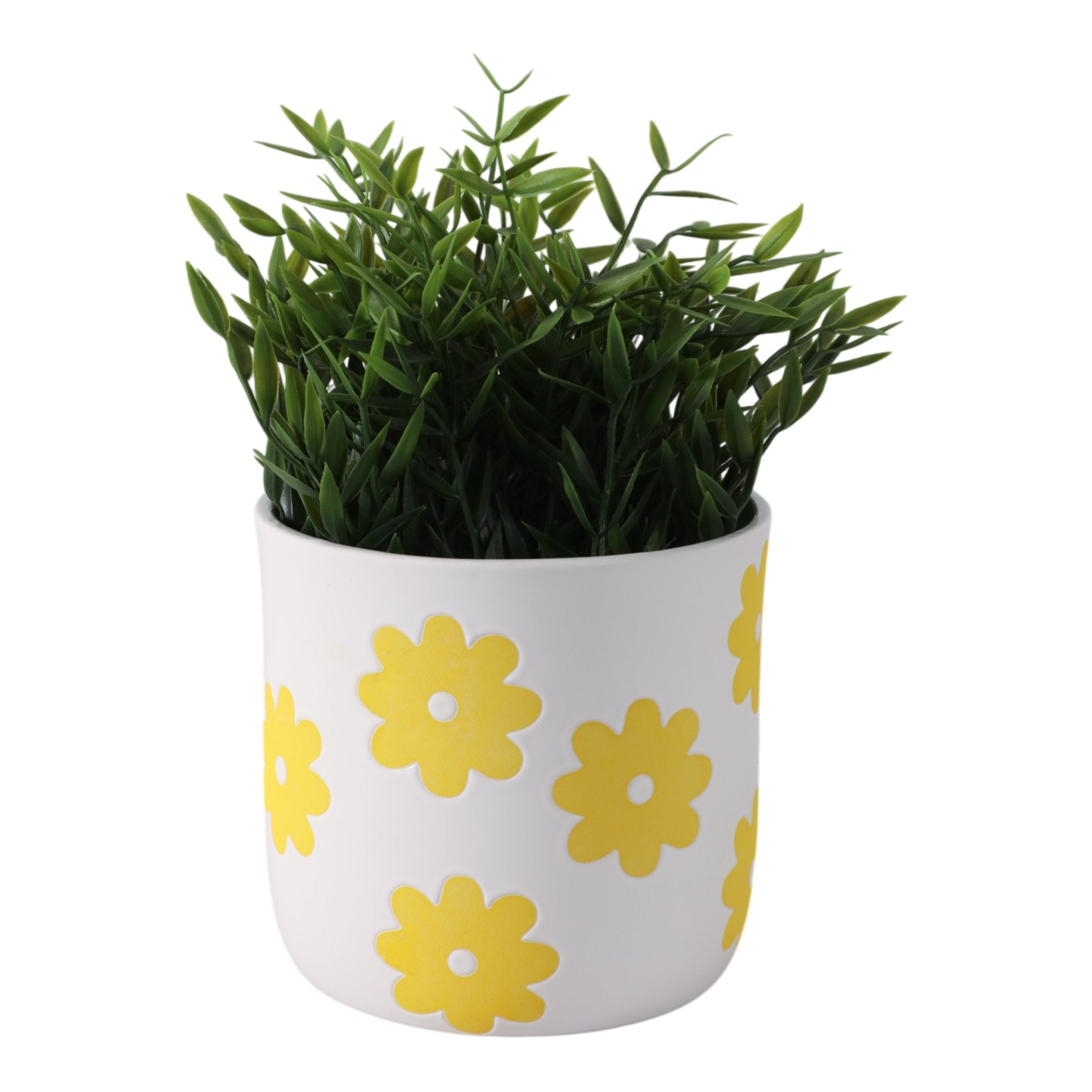 6" Flower Power Planter, White/yellow Planter| Sagebrook Home