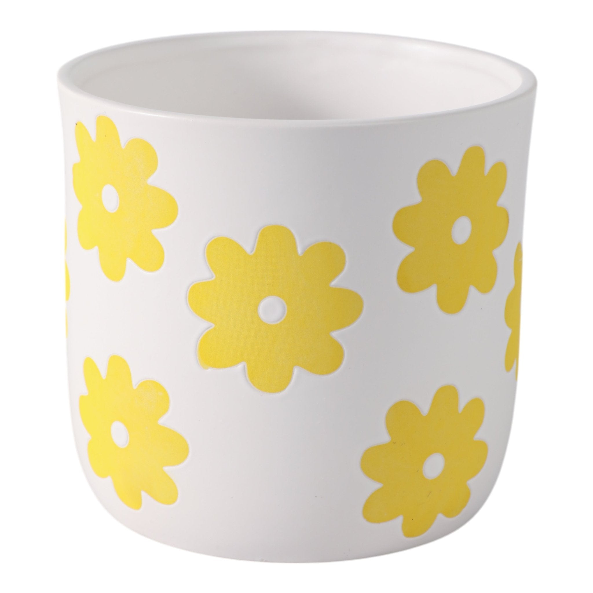 6" Flower Power Planter, White/yellow Planter| Sagebrook Home