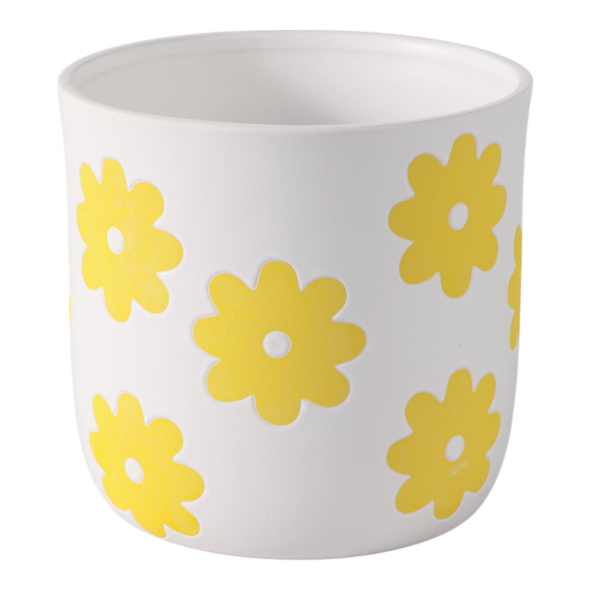 6" Flower Power Planter, White/yellow Planter| Sagebrook Home