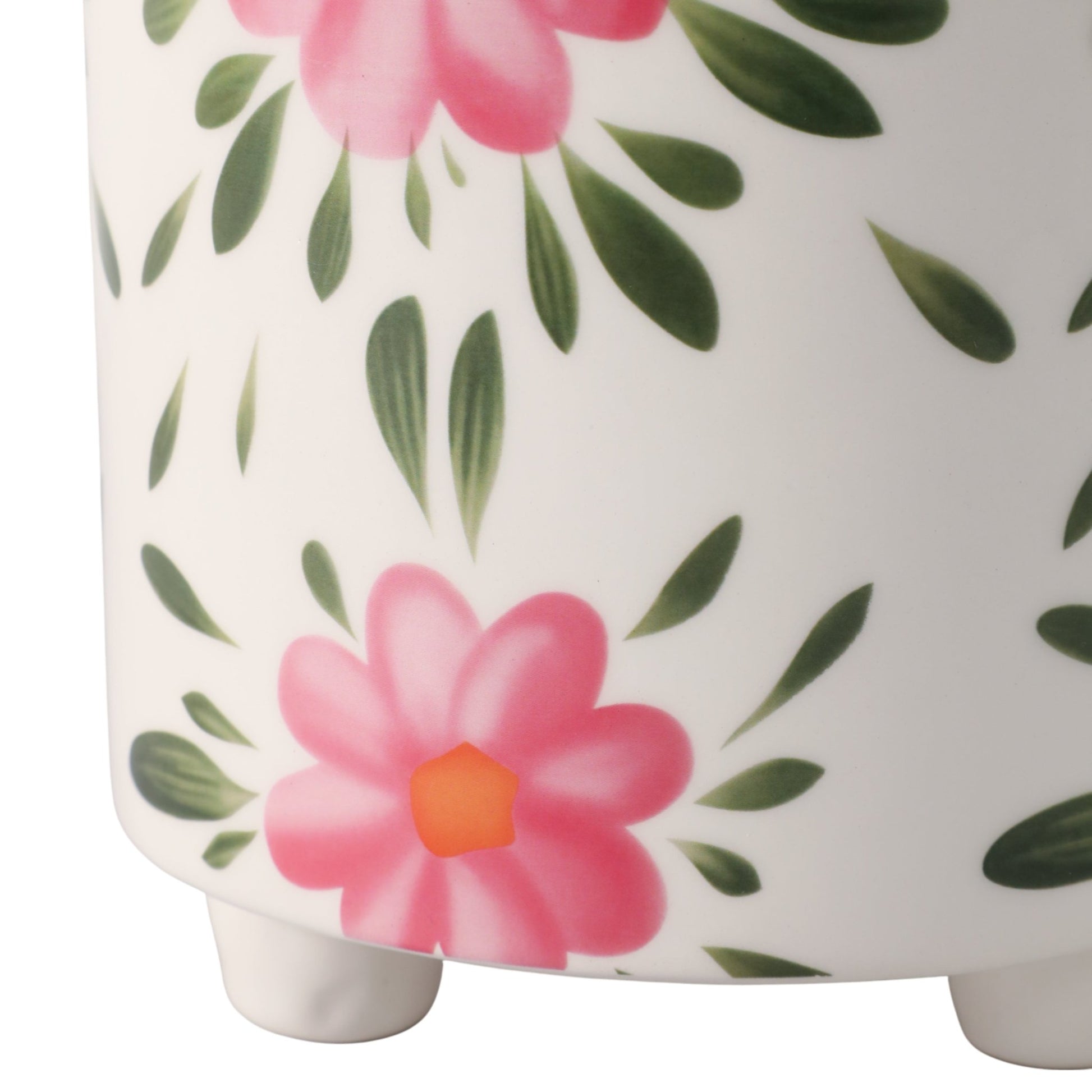 6" Footed Hand Painted Pink Flower Planter, Multi Planter| Sagebrook Home