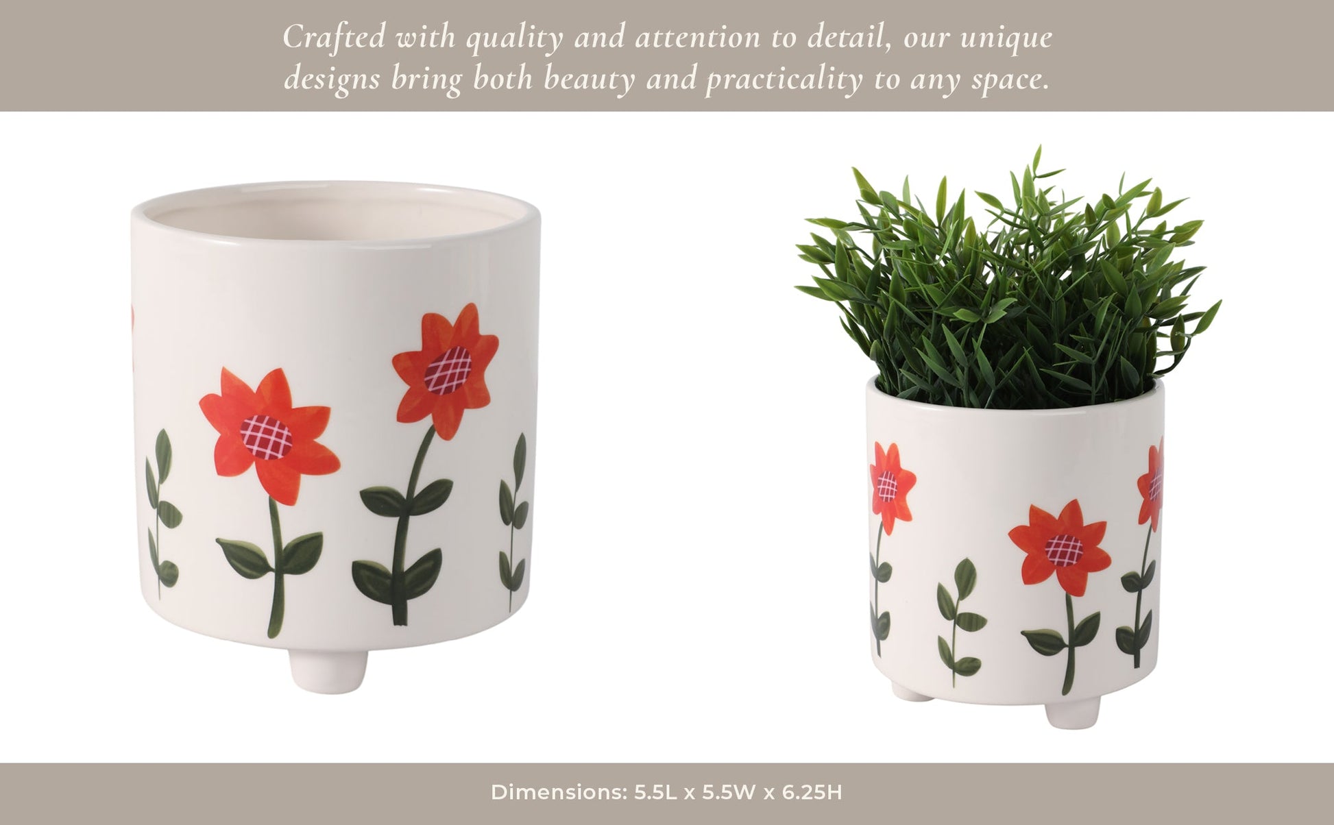 6" Footed Hand Painted Planter, Multi Planter| Sagebrook Home