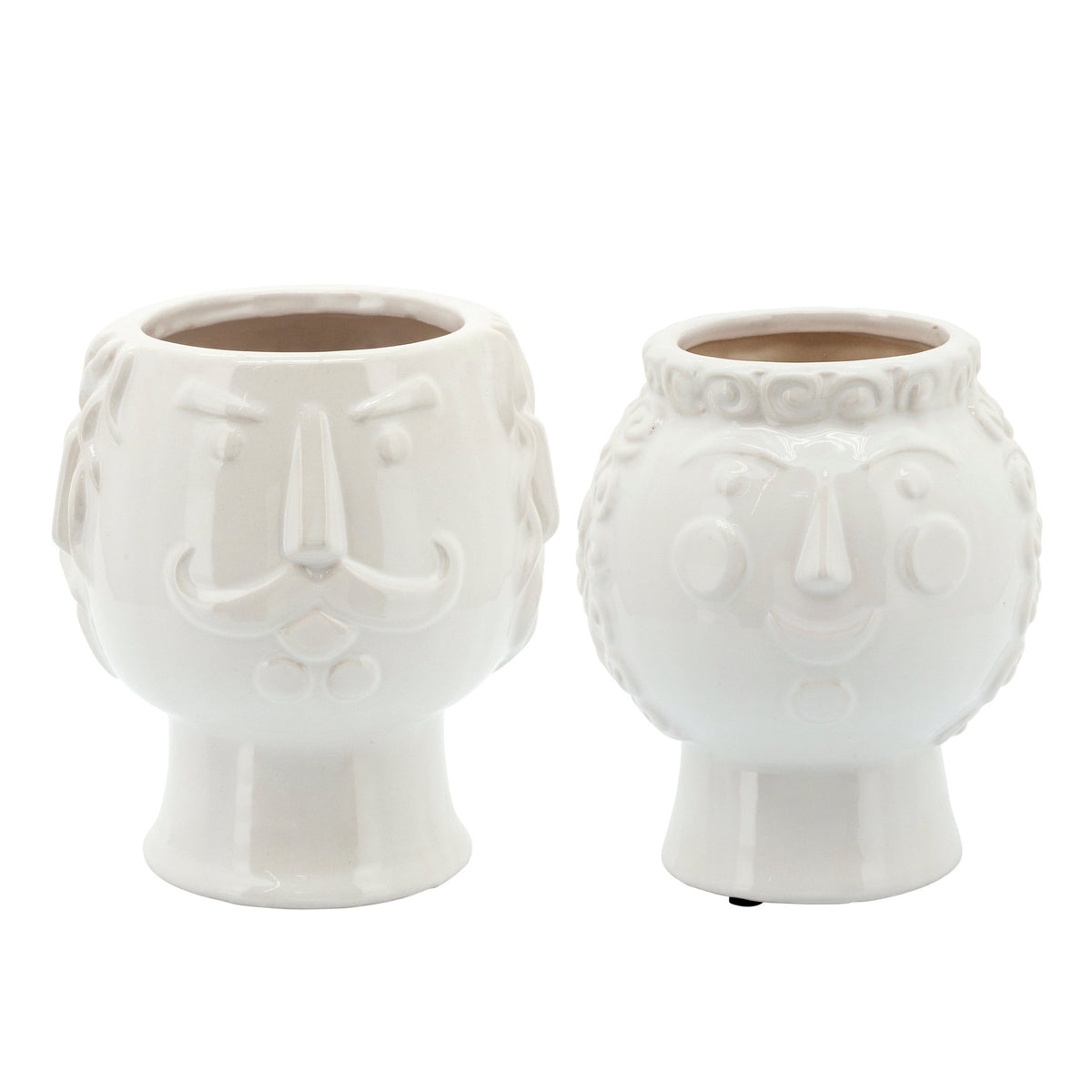 6" GRANDMA FACE PLANTER, WHITE Outdoor Planters| Sagebrook Home
