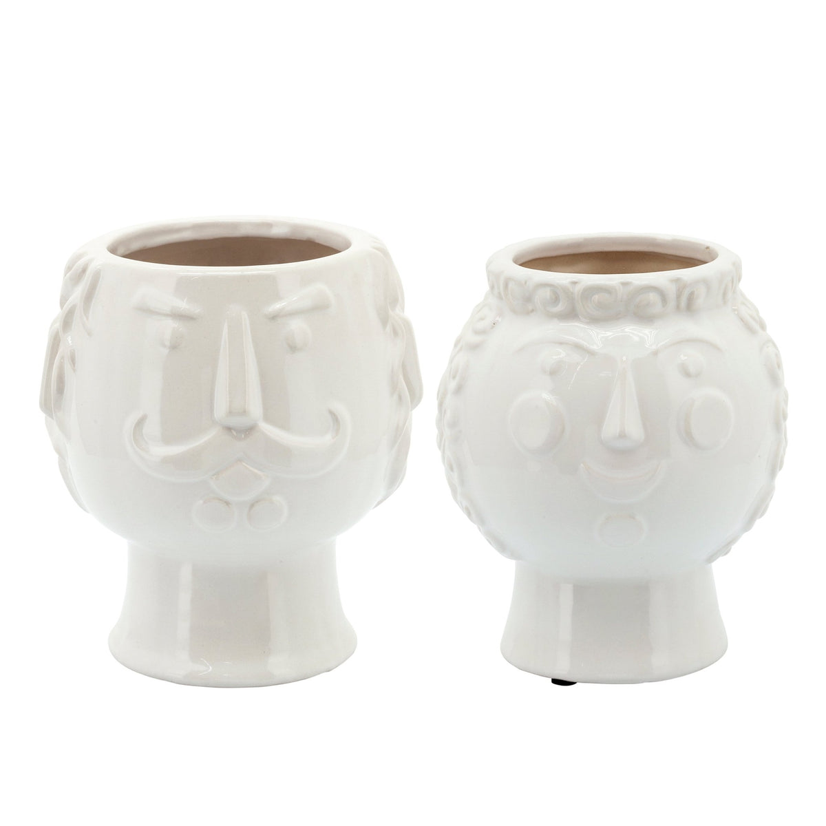 6" GRANDMA FACE PLANTER, WHITE Outdoor Planters| Sagebrook Home