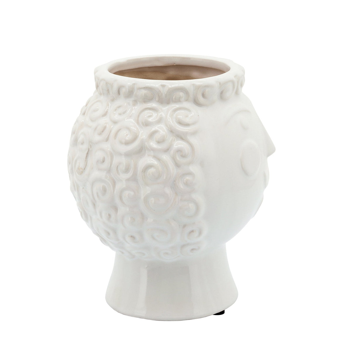 6" GRANDMA FACE PLANTER, WHITE Outdoor Planters| Sagebrook Home