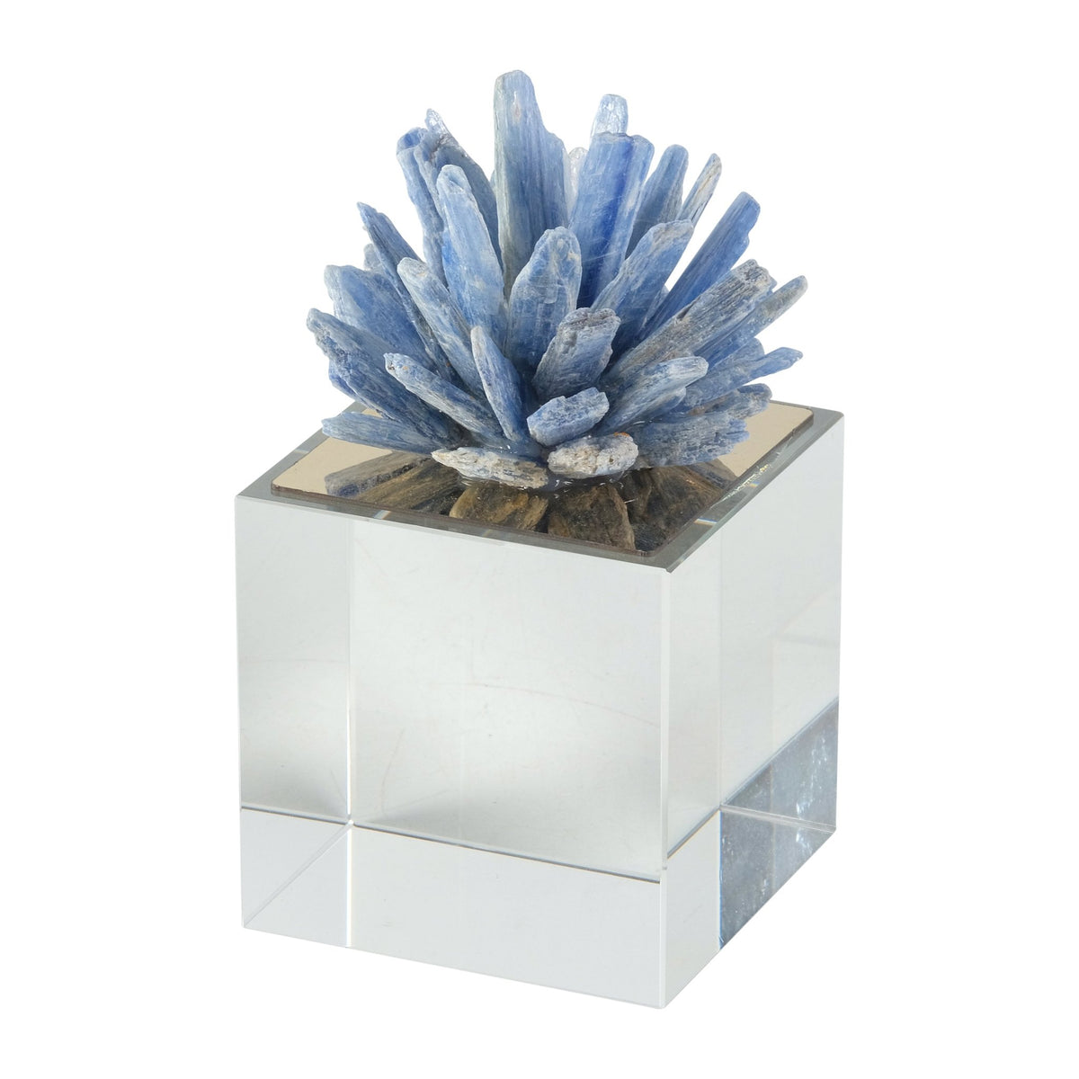 6" JULIA MEDIUM BLUE STONE CRYSTAL BLOCK Table Decors| Sagebrook Home
