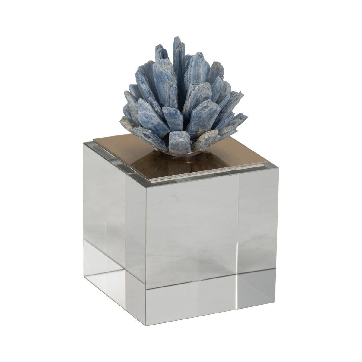 6" JULIA MEDIUM BLUE STONE CRYSTAL BLOCK Table Decors| Sagebrook Home
