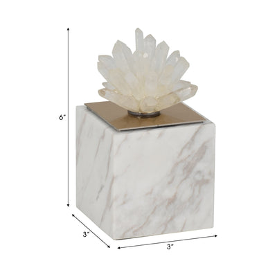6" Julia Tall Crystal And Marble Block - Al Rugaib Furniture