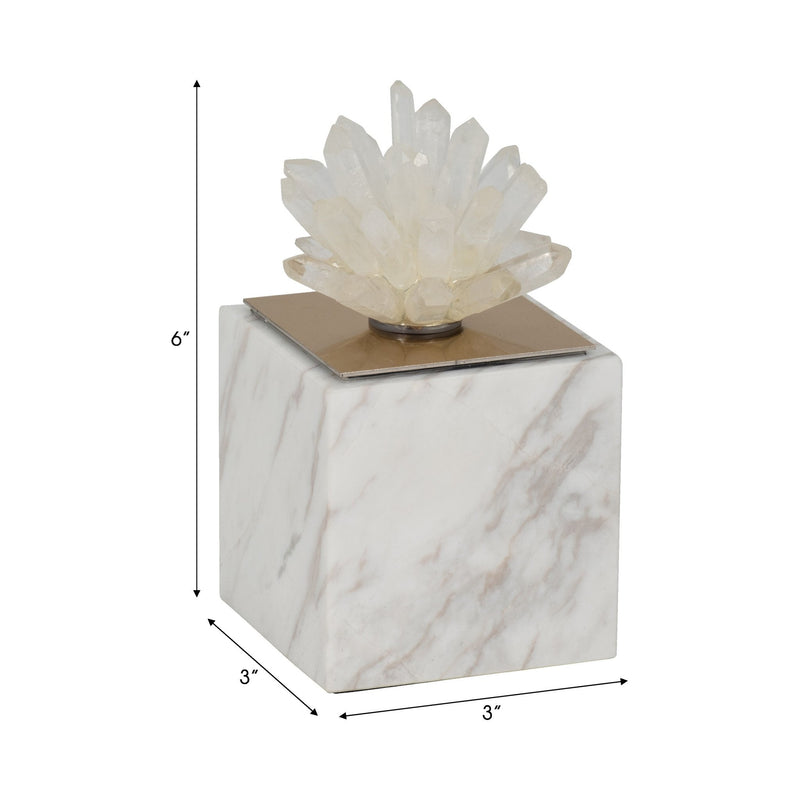 6" Julia Tall Crystal And Marble Block - Al Rugaib Furniture