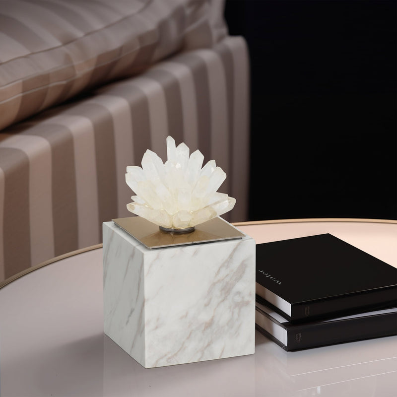 6" Julia Tall Crystal And Marble Block - Al Rugaib Furniture
