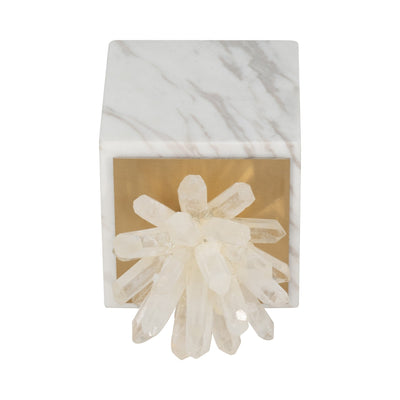 6" Julia Tall Crystal And Marble Block - Al Rugaib Furniture