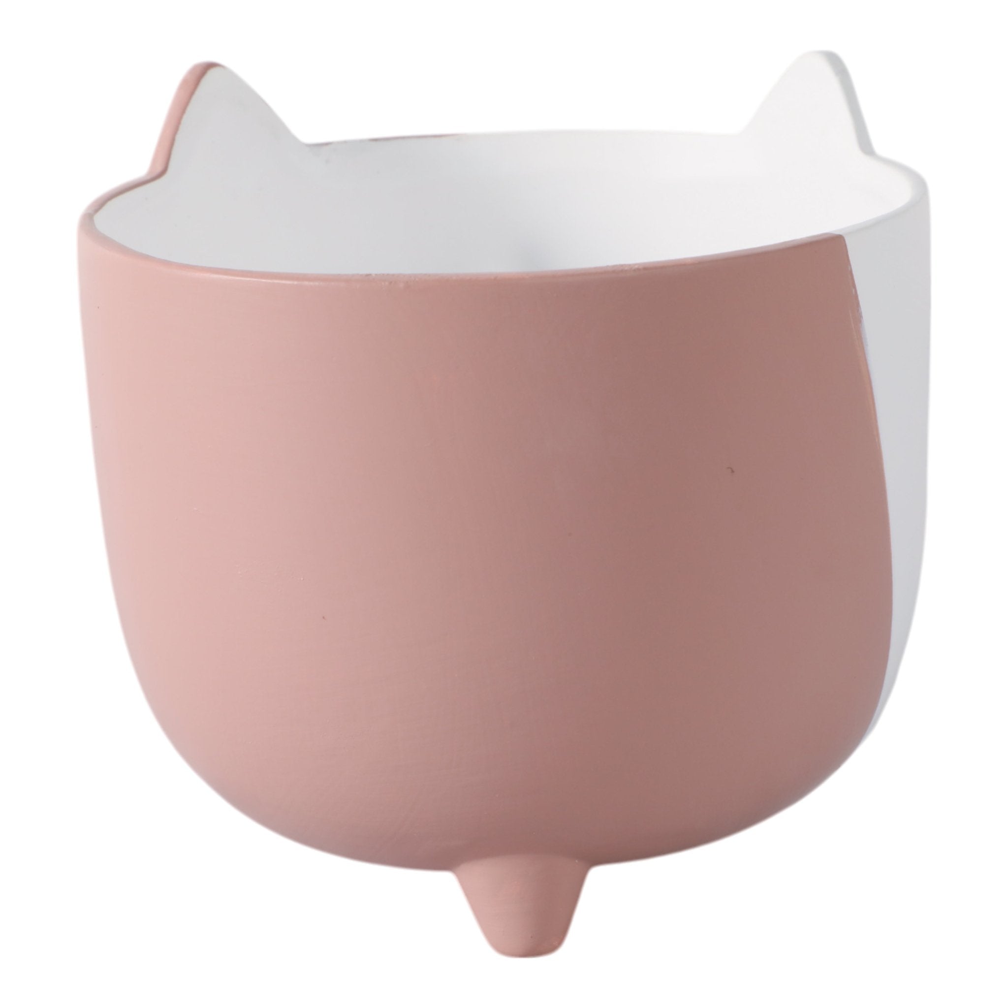 6" Kitty Whiskers Footed Planter, White/tan Planter| Sagebrook Home