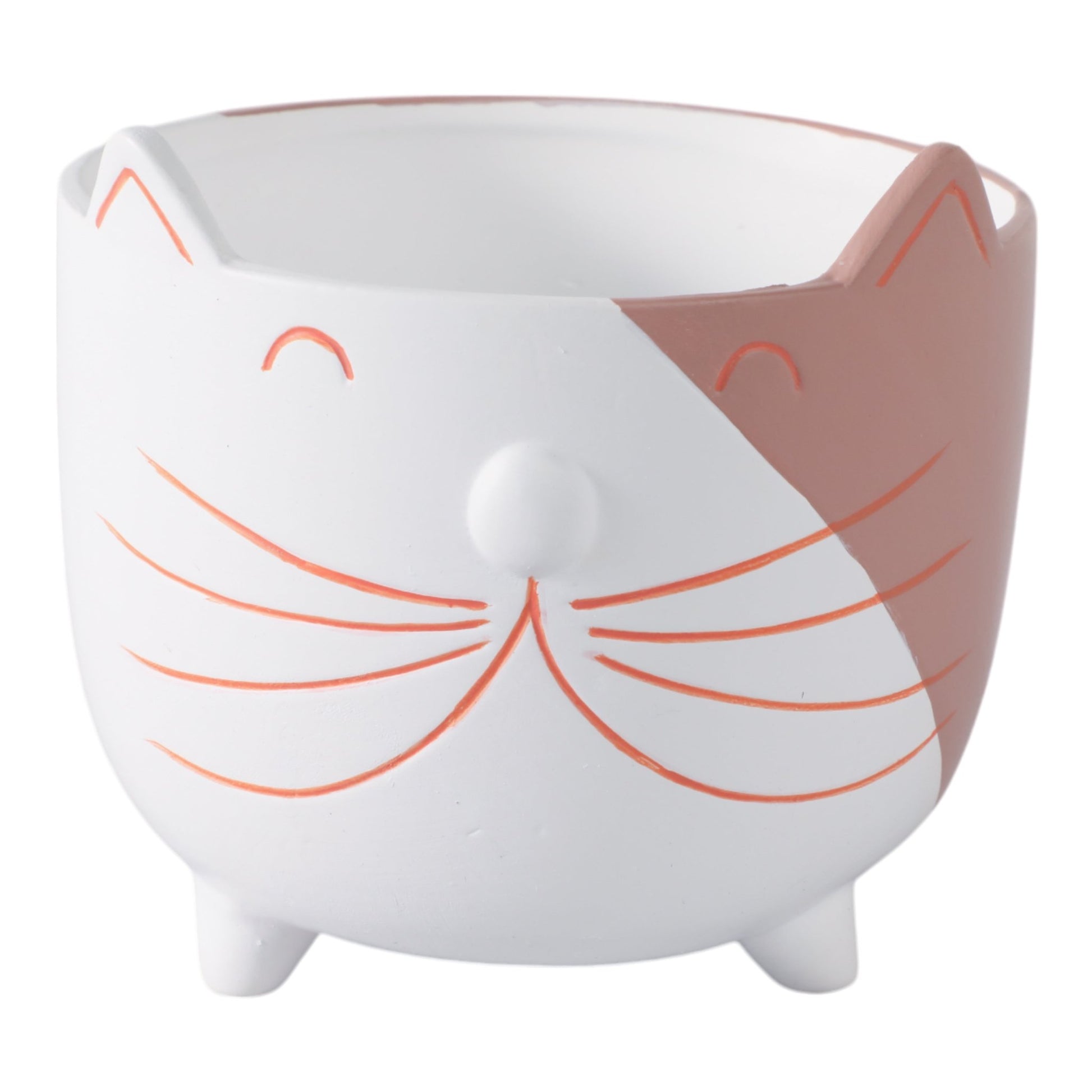 6" Kitty Whiskers Footed Planter, White/tan Planter| Sagebrook Home