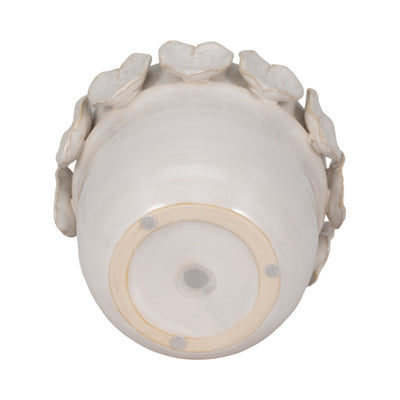 6" Leaf Applique Planter, Cream - Al Rugaib Furniture