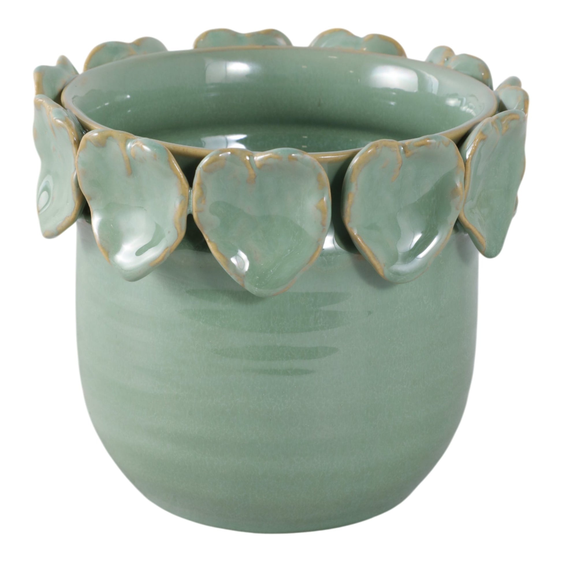 6" Leaf Applique Planter, Green Planter| Sagebrook Home
