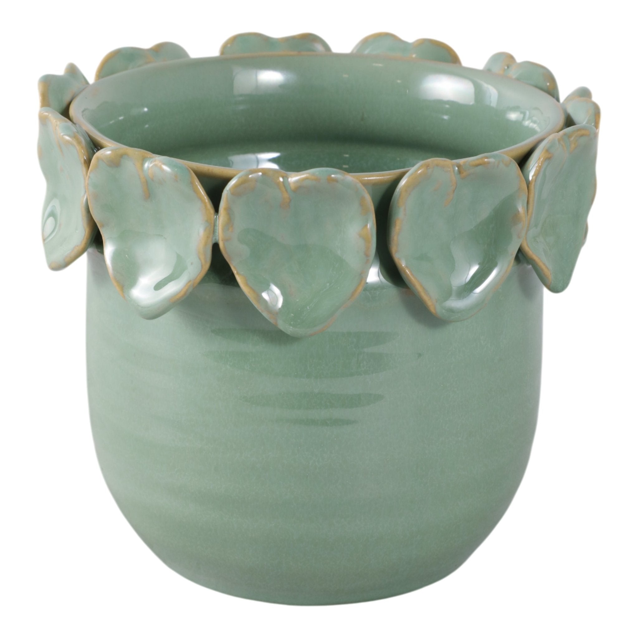 6" Leaf Applique Planter, Green Planter| Sagebrook Home