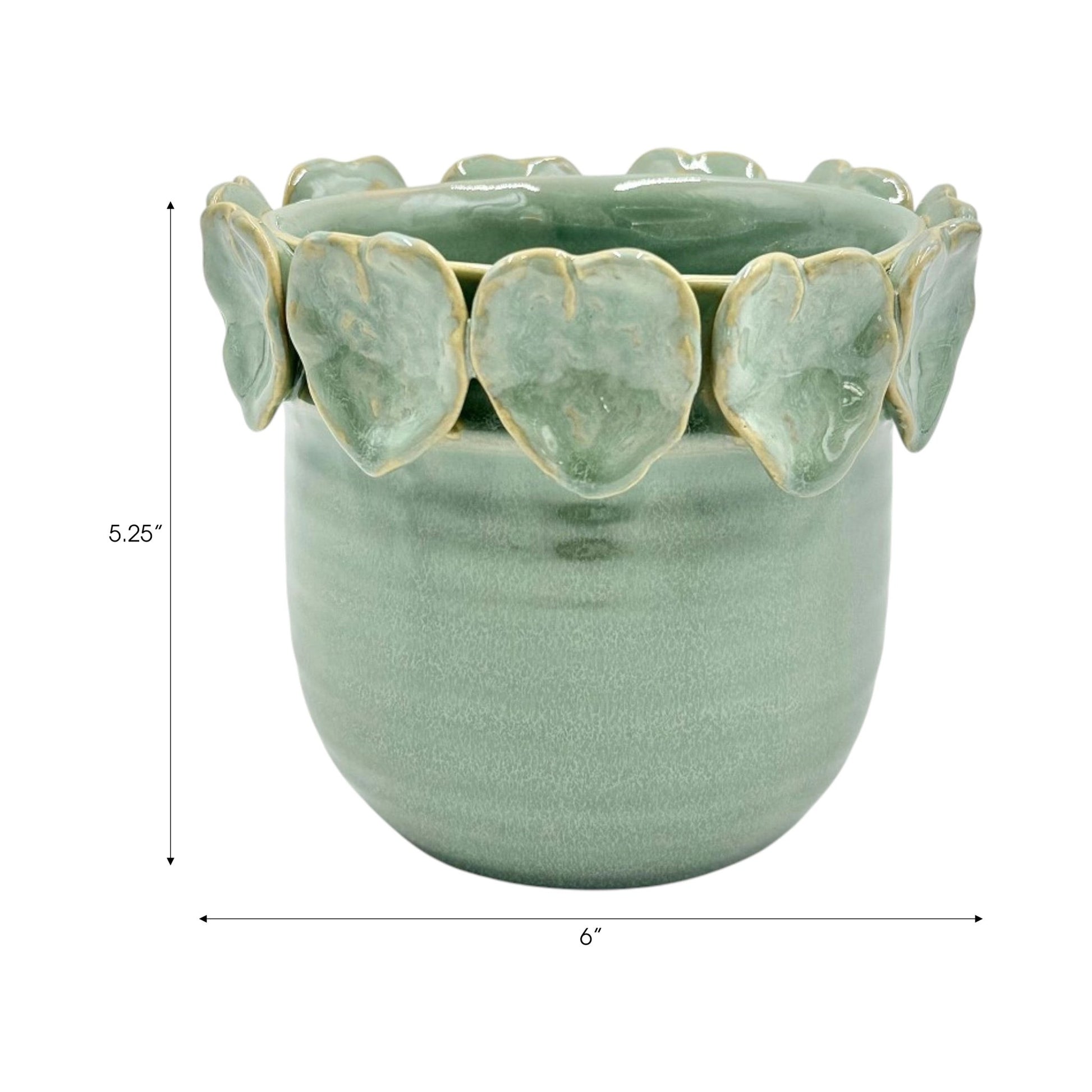6" Leaf Applique Planter, Green Planter| Sagebrook Home