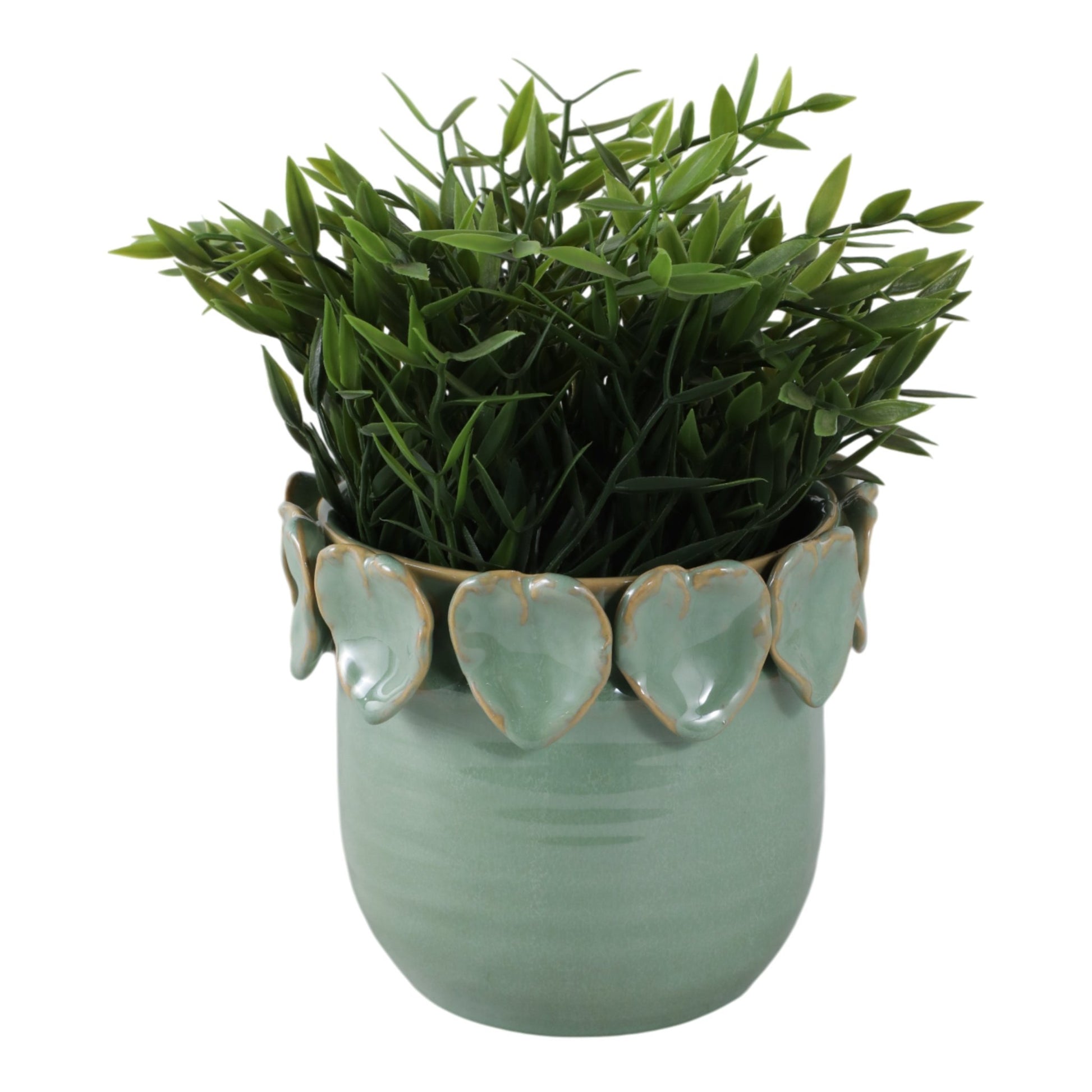 6" Leaf Applique Planter, Green Planter| Sagebrook Home