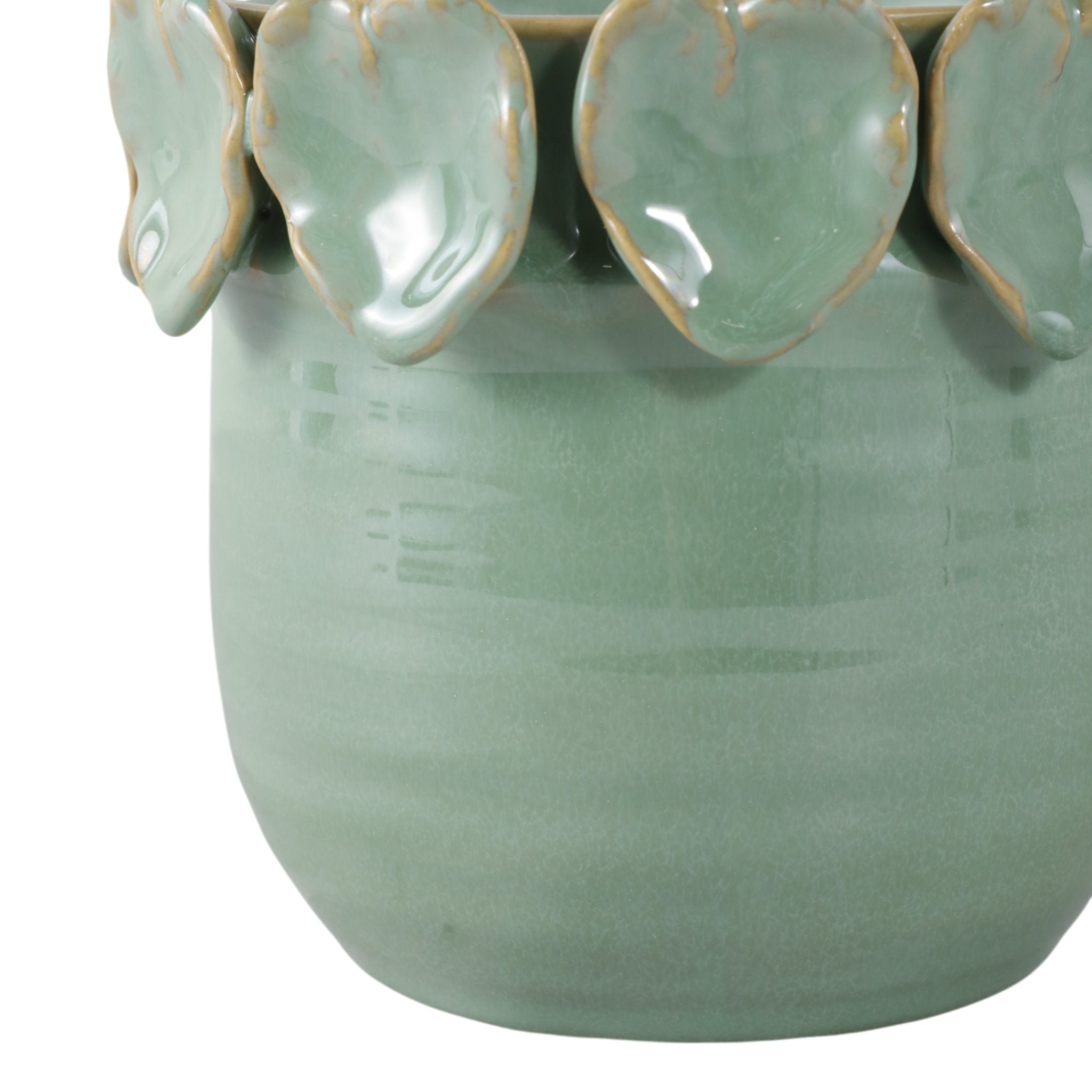 6" Leaf Applique Planter, Green Planter| Sagebrook Home