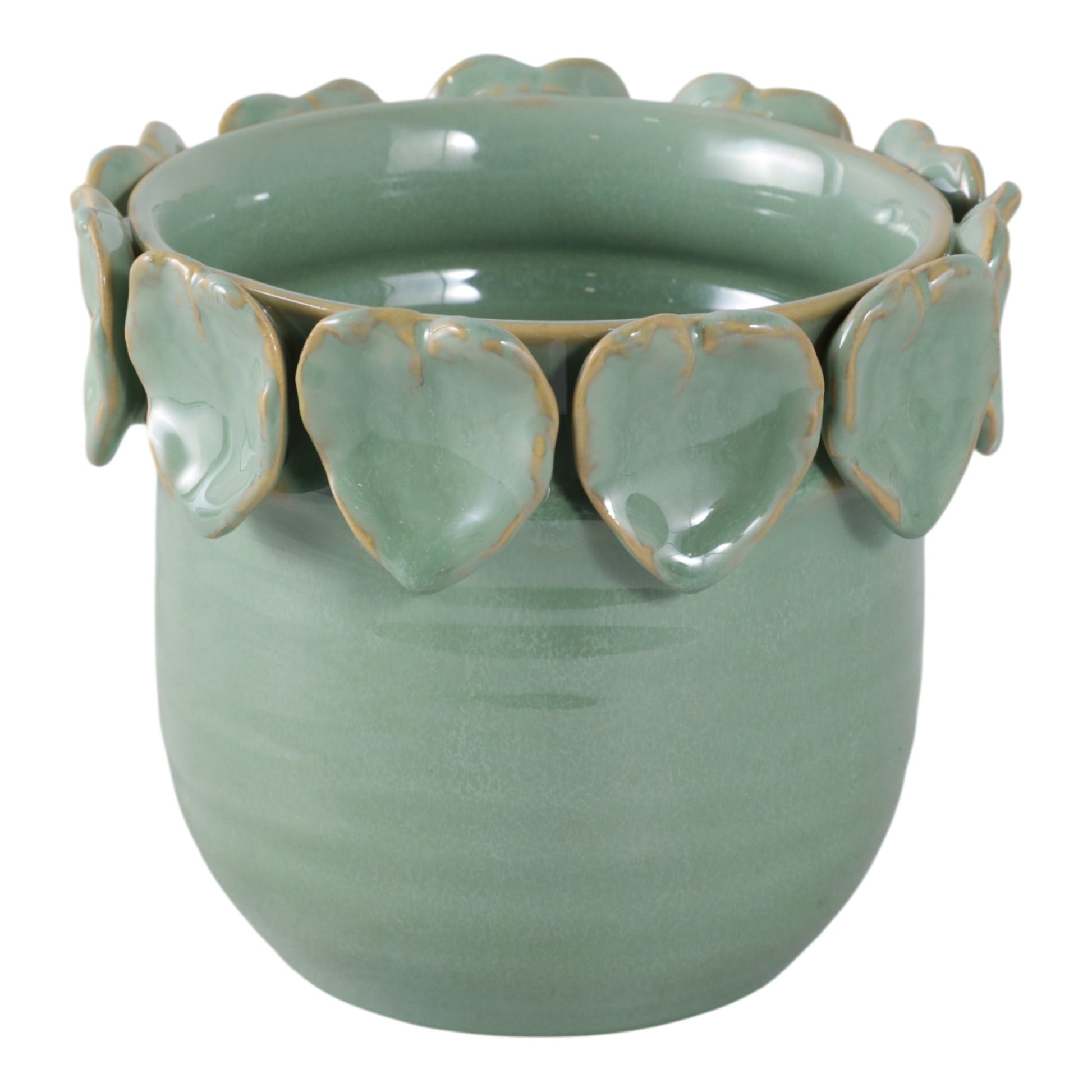 6" Leaf Applique Planter, Green Planter| Sagebrook Home