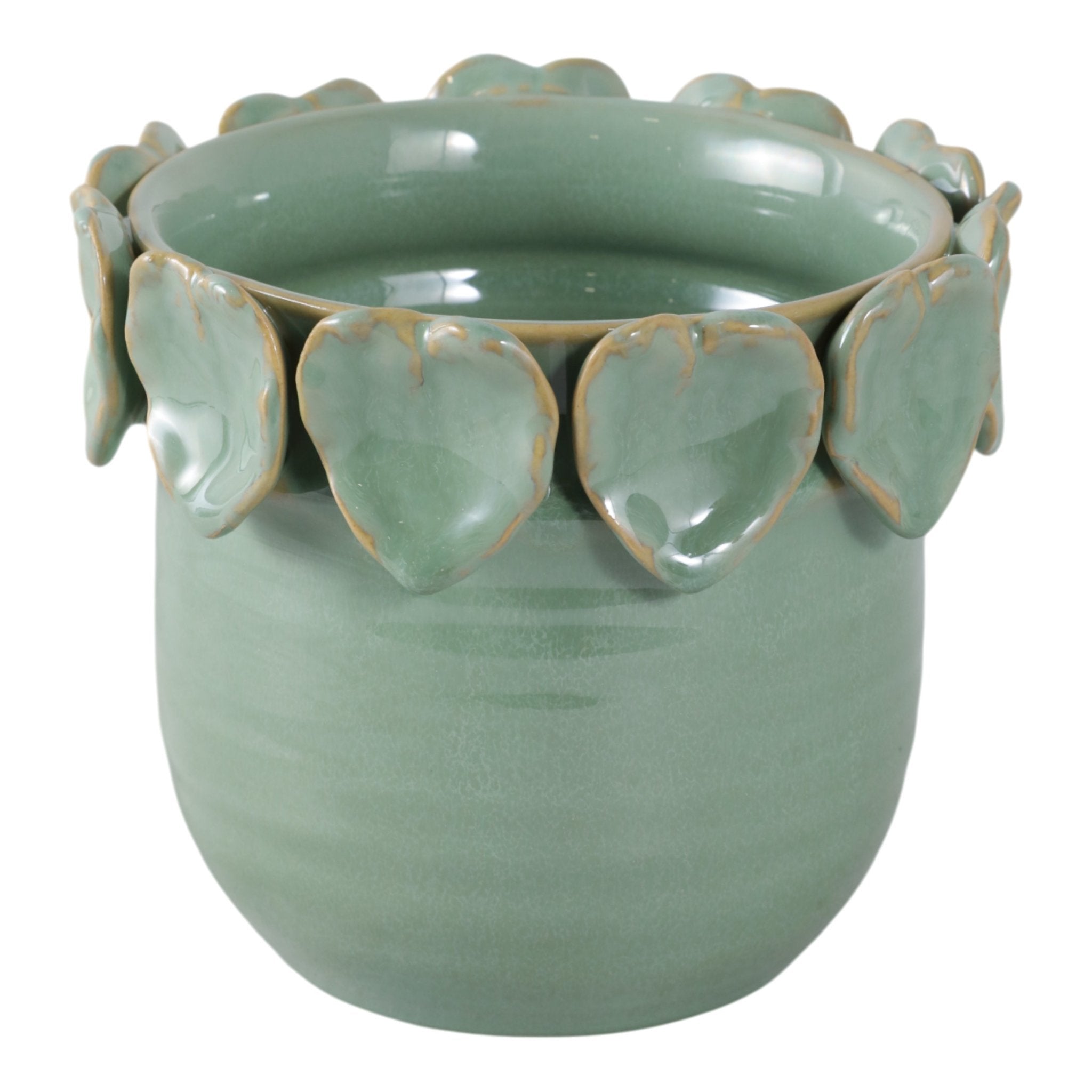 6" Leaf Applique Planter, Green Planter| Sagebrook Home