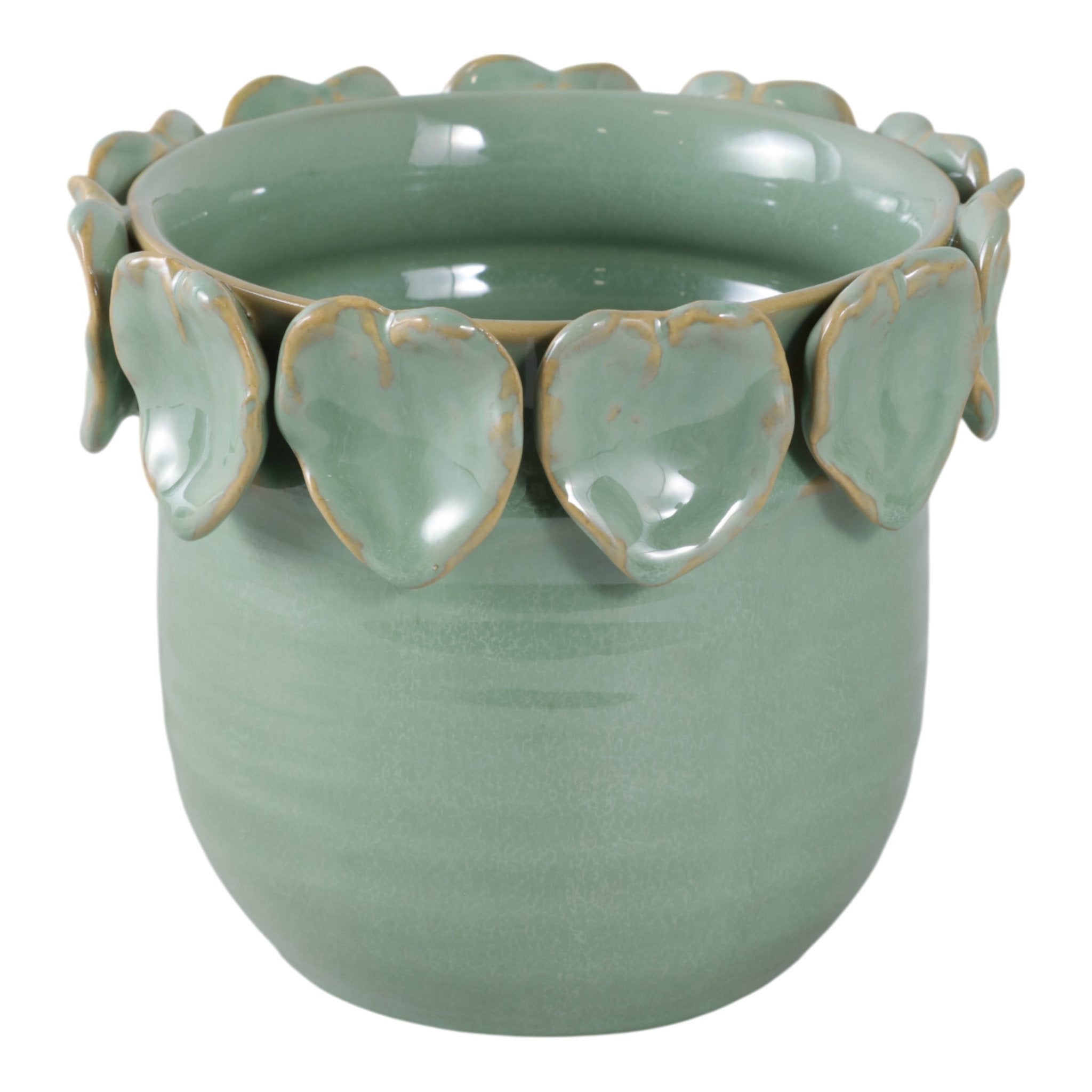 6" Leaf Applique Planter, Green Planter| Sagebrook Home