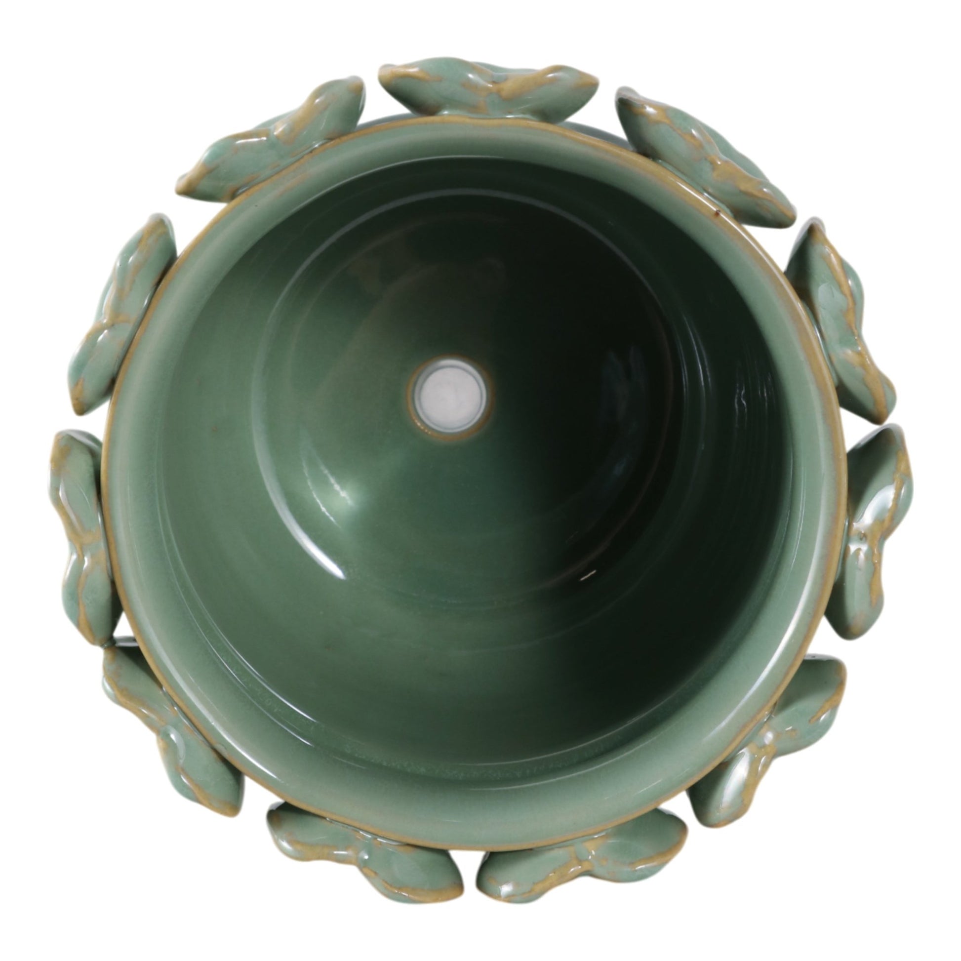 6" Leaf Applique Planter, Green Planter| Sagebrook Home