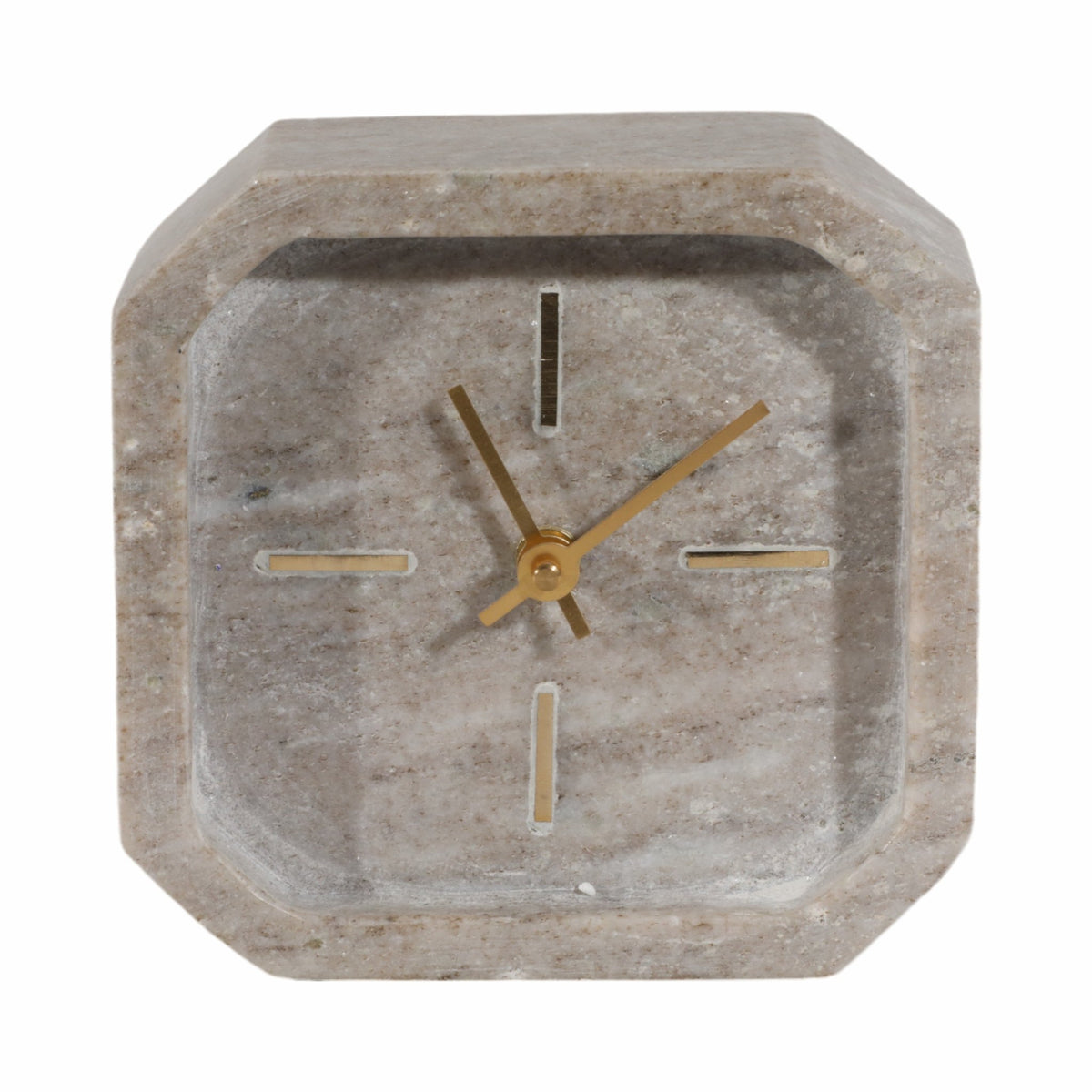 6" Marble Octagon Clock, Bwn/gld Clocks| Sagebrook Home