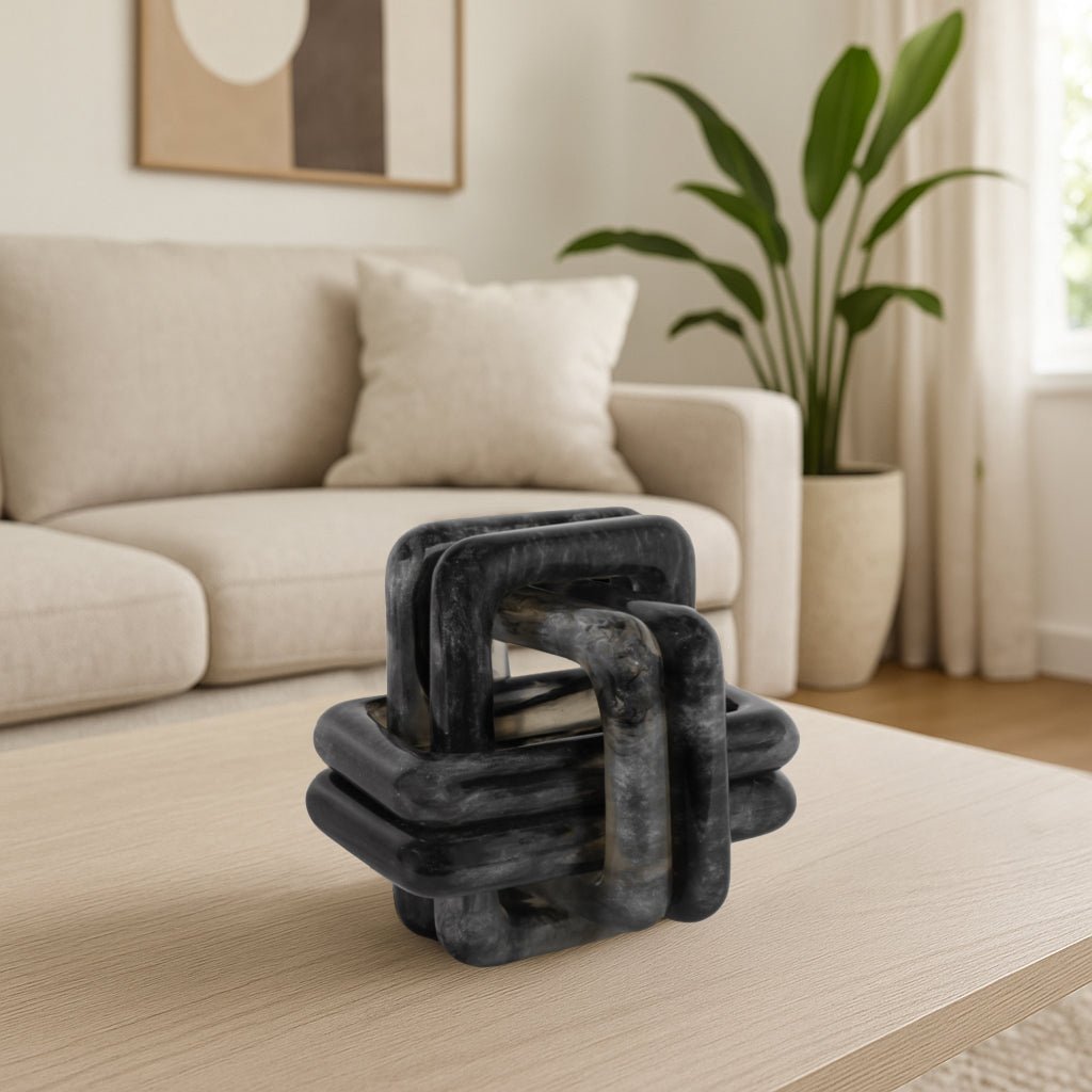 6" MARBLED RESIN KNOT, BLACK Table Decors| Sagebrook Home