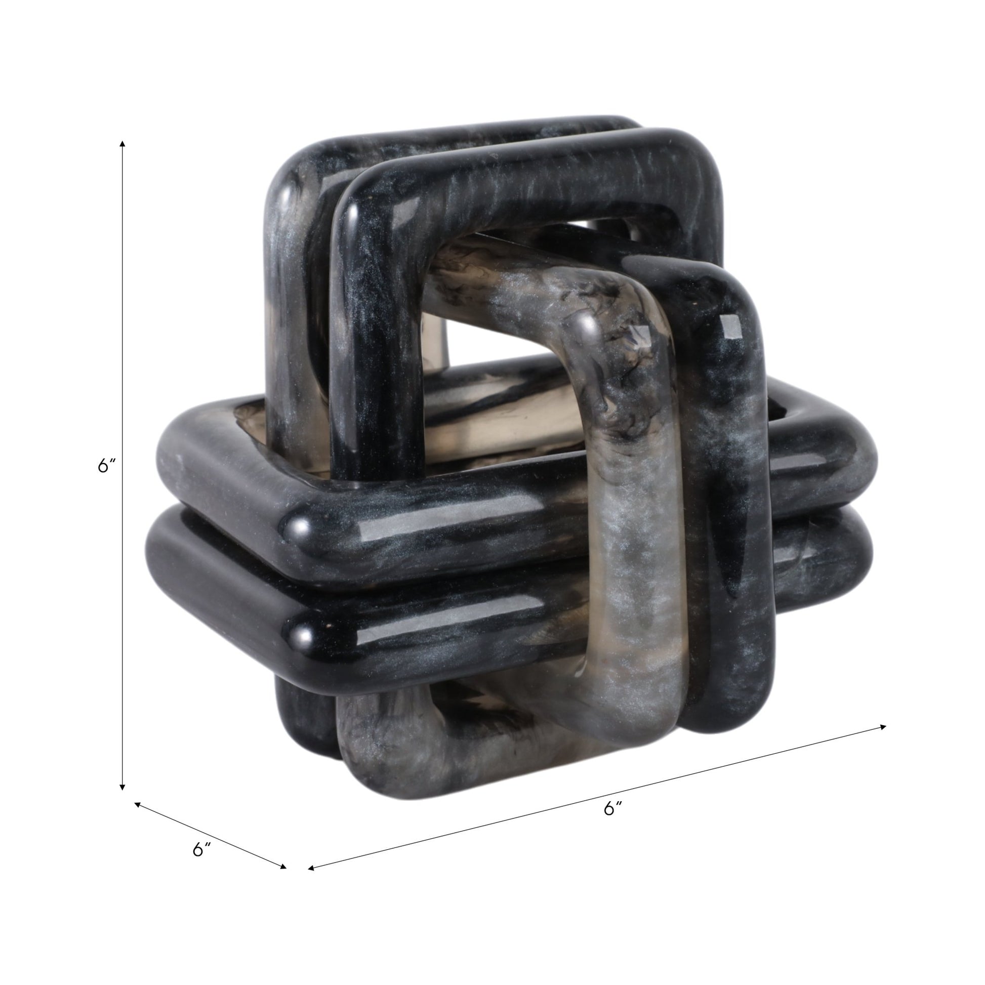 6" MARBLED RESIN KNOT, BLACK Table Decors| Sagebrook Home