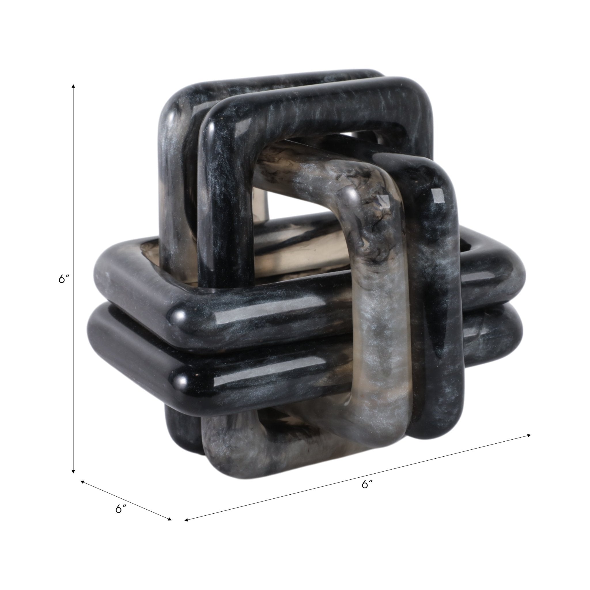 6" MARBLED RESIN KNOT, BLACK Table Decors| Sagebrook Home