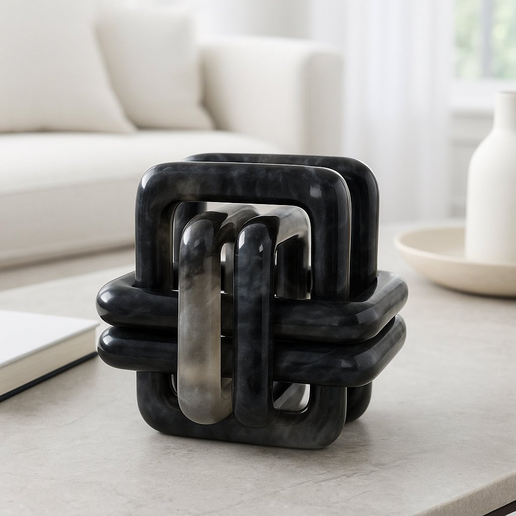 6" MARBLED RESIN KNOT, BLACK Table Decors| Sagebrook Home