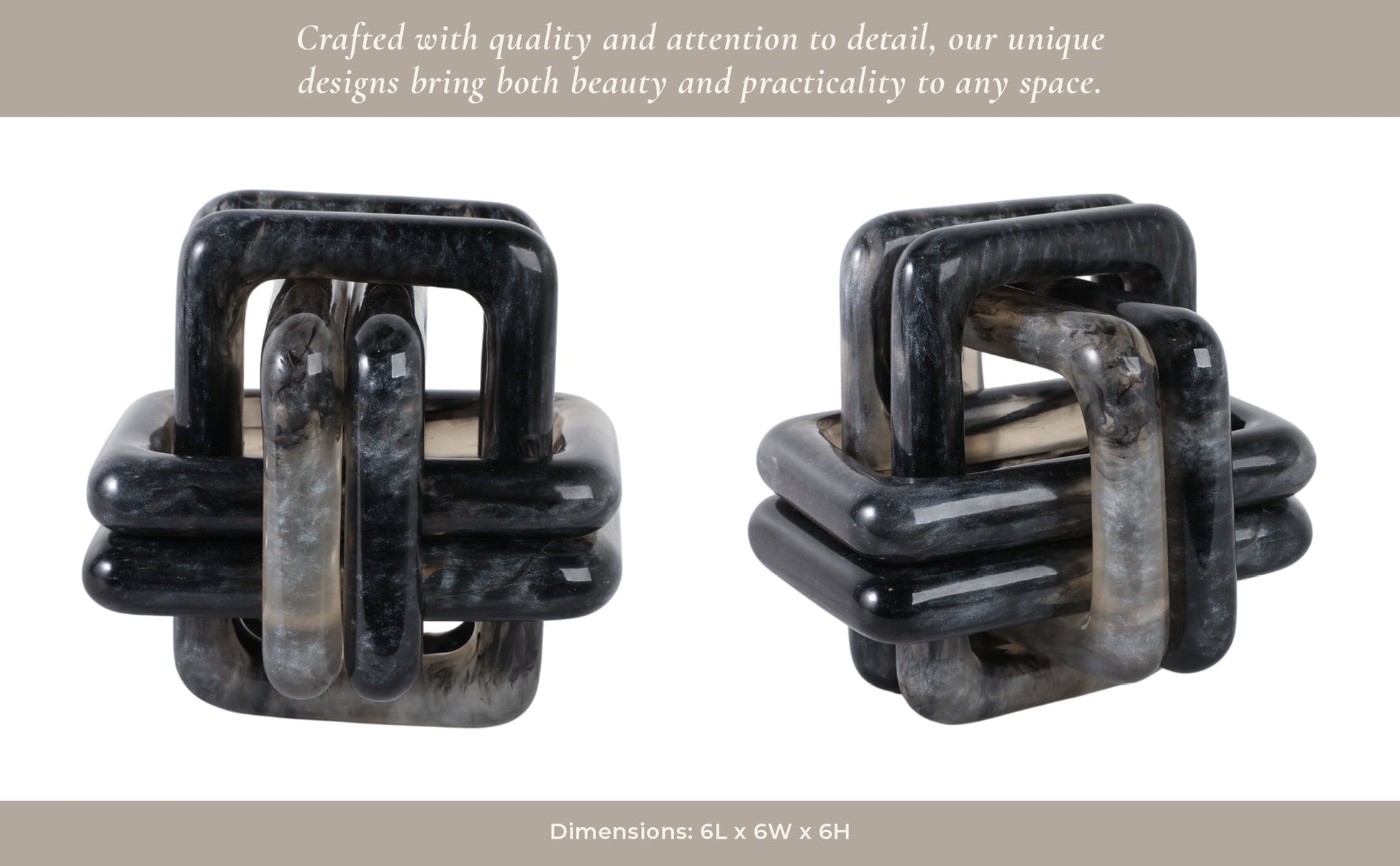 6" MARBLED RESIN KNOT, BLACK Table Decors| Sagebrook Home