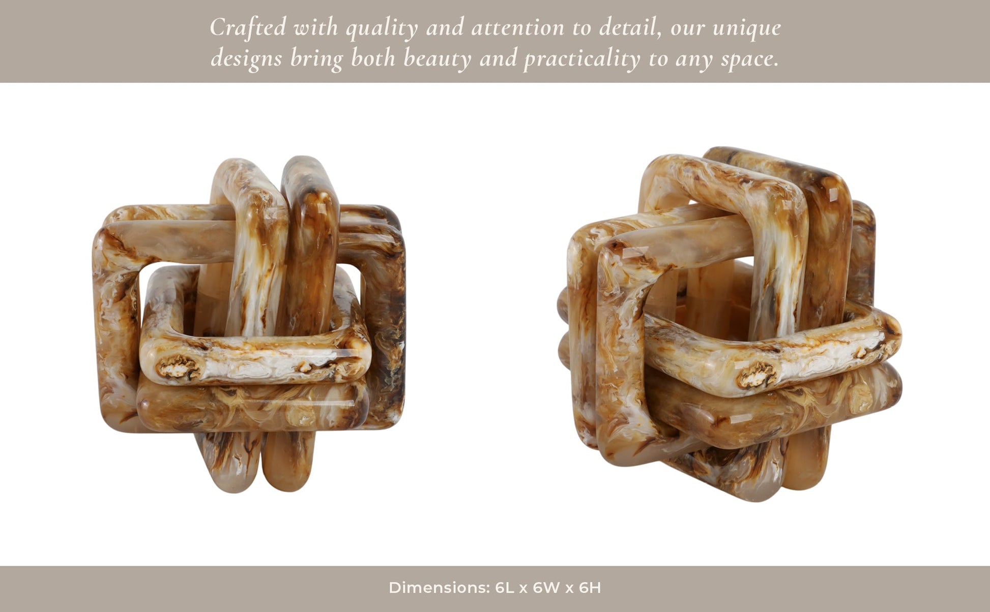 6" Marbled Resin Knot, Tan Table Decors| Sagebrook Home