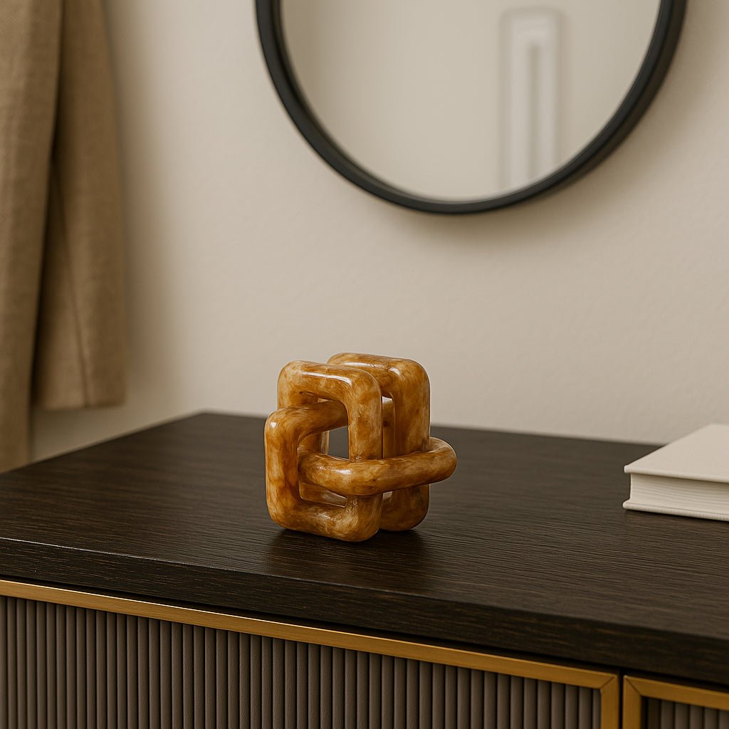 6" Marbled Resin Knot, Tan Table Decors| Sagebrook Home