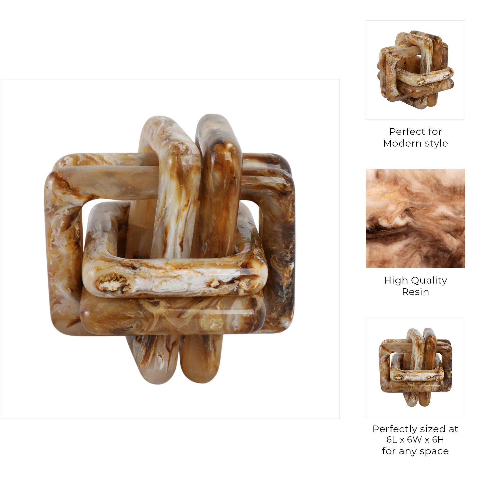 6" Marbled Resin Knot, Tan Table Decors| Sagebrook Home