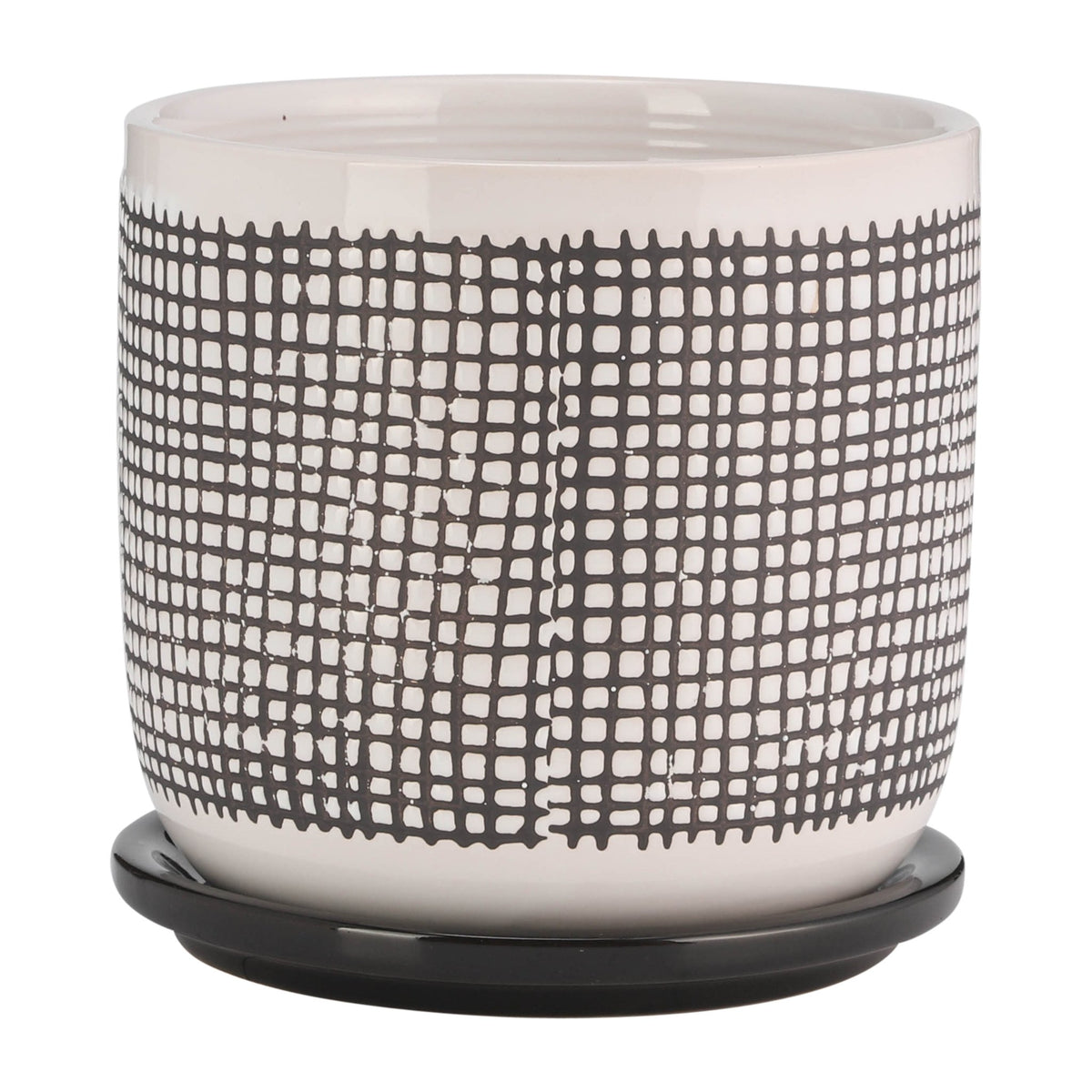 6" MESH DESIGN PLANTER W/ SAUCER, GRAY Outdoor Planters| Sagebrook Home