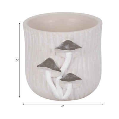 6" Mushroom Applique Planter, Grey - Al Rugaib Furniture