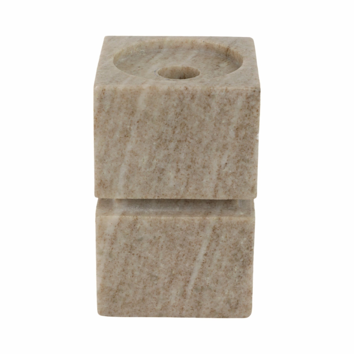 6" Onyx Marble Stacked Cubes Pillar Candleholder, Candle Holders| Sagebrook Home