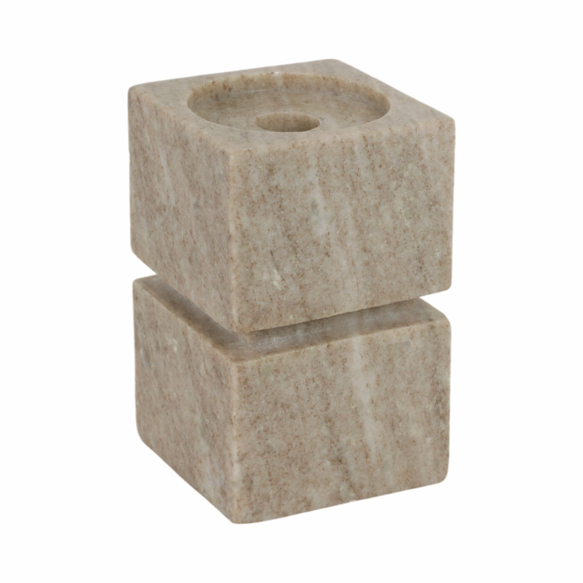 6" Onyx Marble Stacked Cubes Pillar Candleholder, Candle Holders| Sagebrook Home