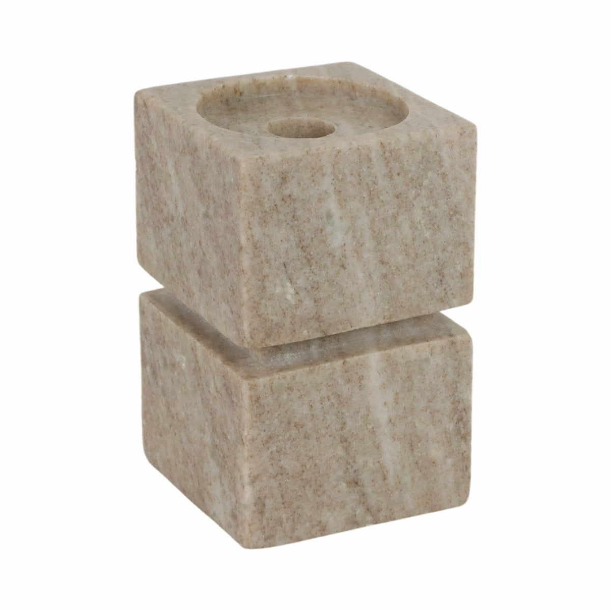 6" Onyx Marble Stacked Cubes Pillar Candleholder, Candle Holders| Sagebrook Home
