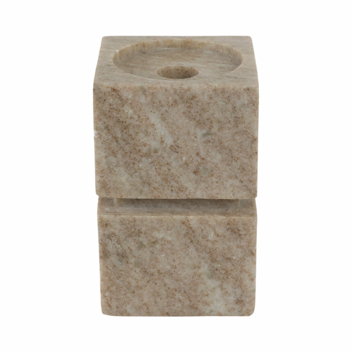 6" Onyx Marble Stacked Cubes Pillar Candleholder, Candle Holders| Sagebrook Home