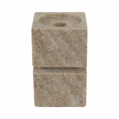 6" Onyx Marble Stacked Cubes Pillar Candleholder, - Al Rugaib Furniture