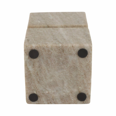 6" Onyx Marble Stacked Cubes Pillar Candleholder, - Al Rugaib Furniture