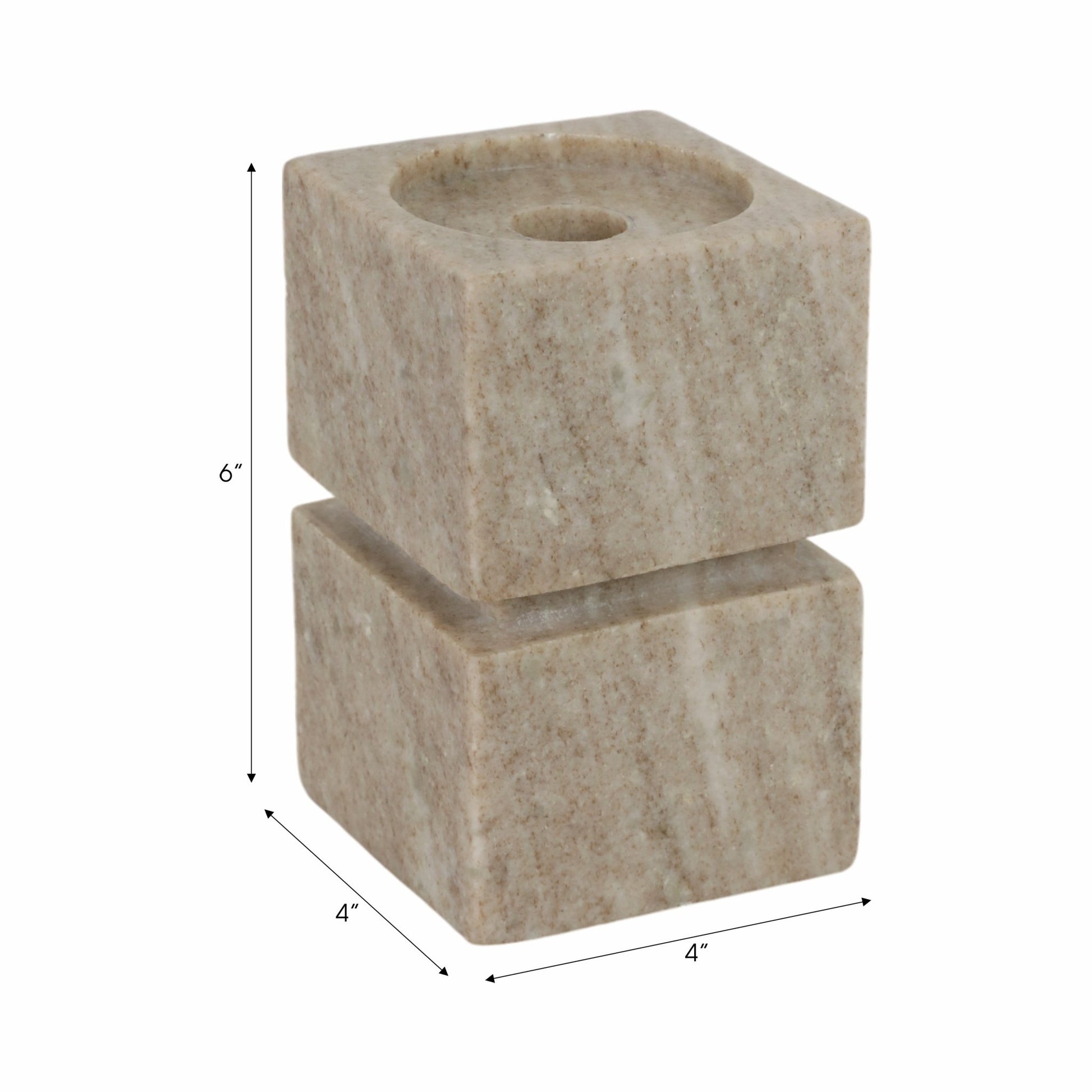 6" Onyx Marble Stacked Cubes Pillar Candleholder, Candle Holders| Sagebrook Home