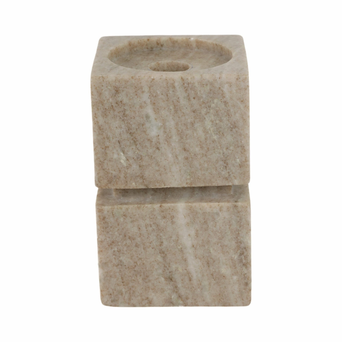 6" Onyx Marble Stacked Cubes Pillar Candleholder, Candle Holders| Sagebrook Home