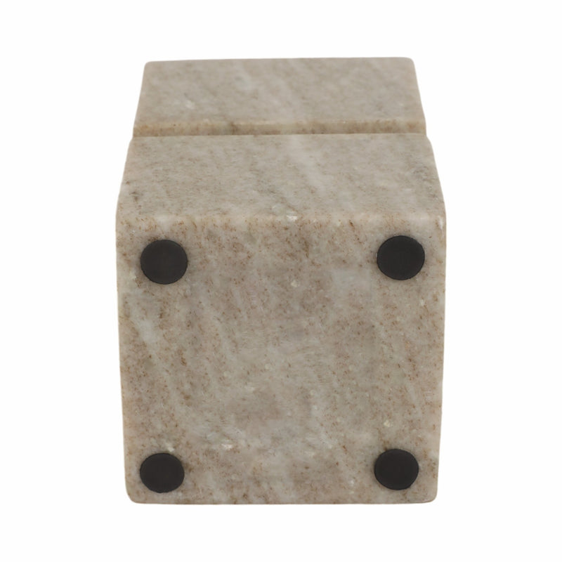 6" Onyx Marble Stacked Cubes Pillar Candleholder, - Al Rugaib Furniture