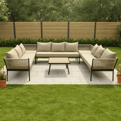 6 - Piece Comfortable Beige Outdoor Seating Set for Daily Use - Al Rugaib Furniture